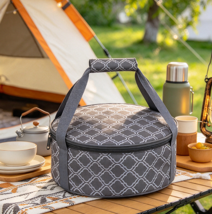 Round Insulated (Thermal/Cooler) Tableware Bag for Food Storage - Image 2